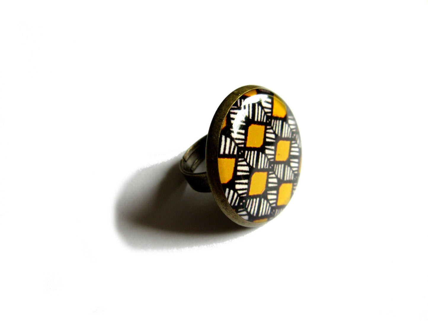 Bague Motif Ethnique Jaune