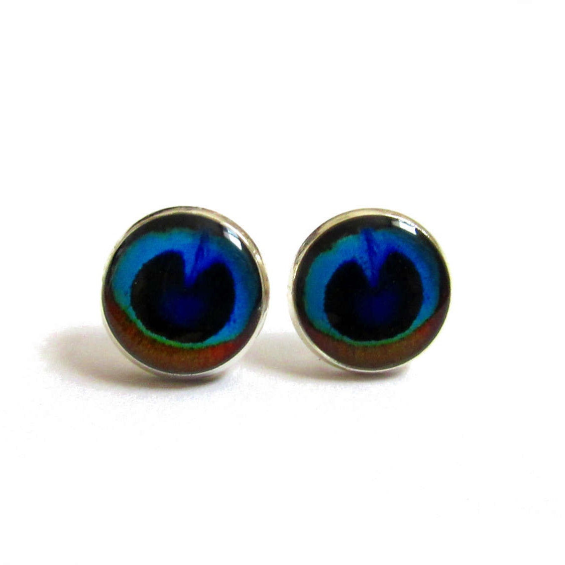 Peacock Feather Stud Earrings