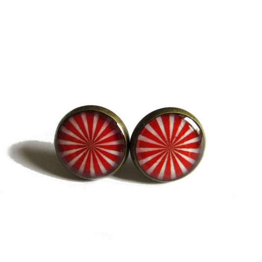 Puces d'Oreilles Bonbons Rouges et Blancs