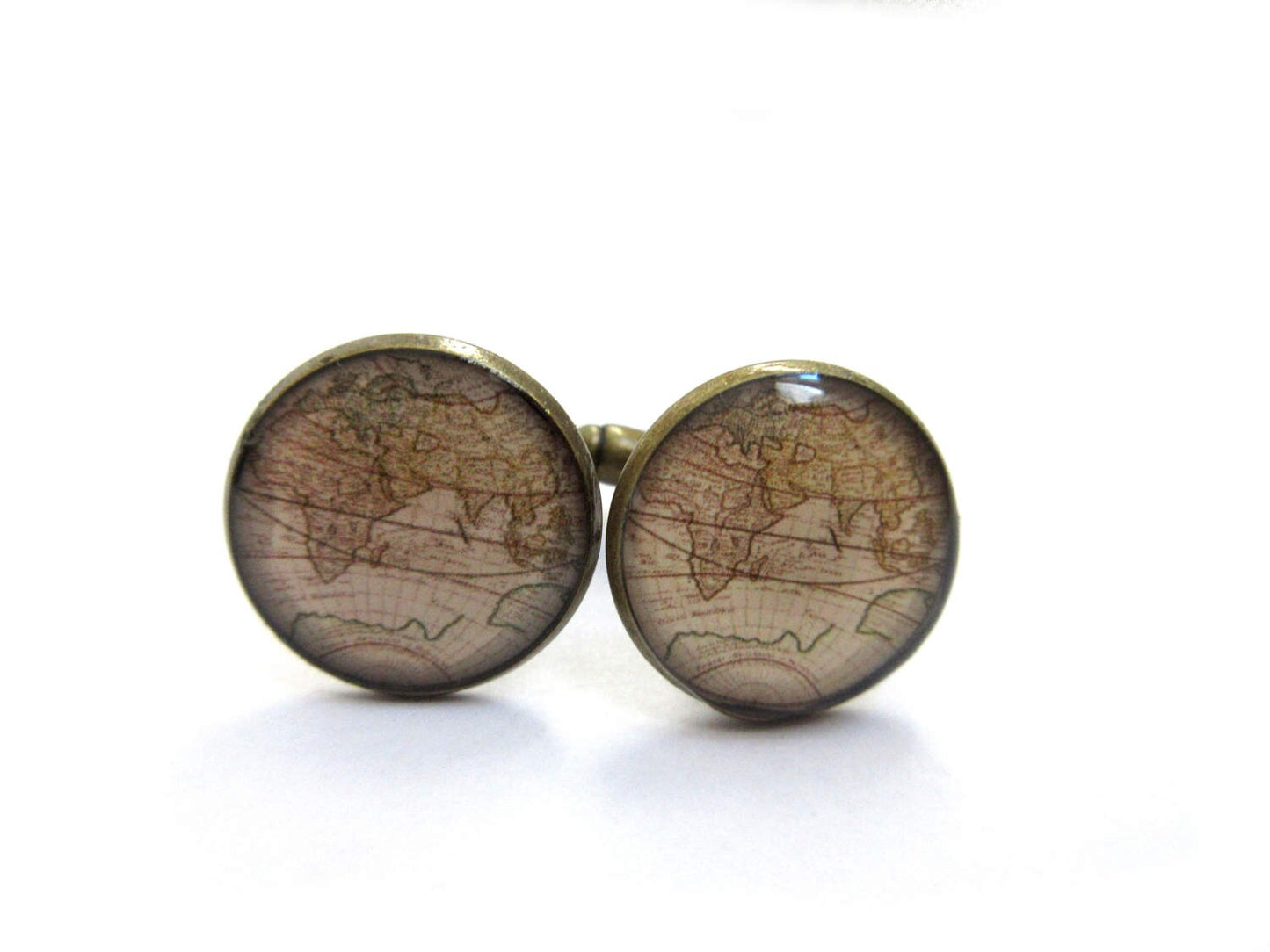 Boutons de Manchette Carte du Monde Beige