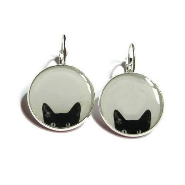 Boucles Dormeuses Chats Noirs Guetteurs