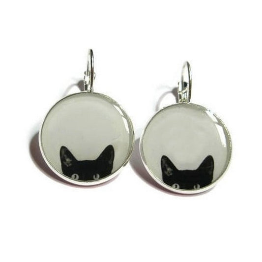 Peeking cat earrings