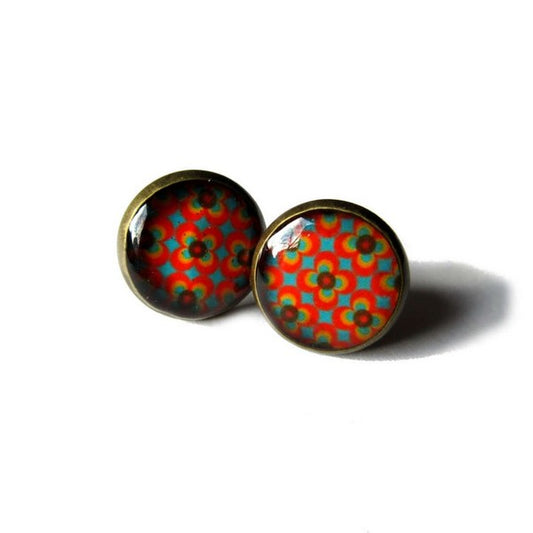 Retro Orange Stud Earrings