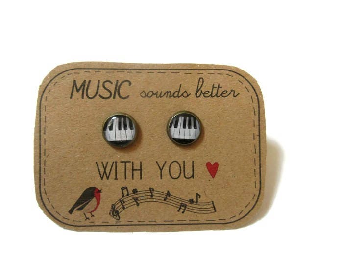 Piano Stud Earrings / "Music sounds better with You "