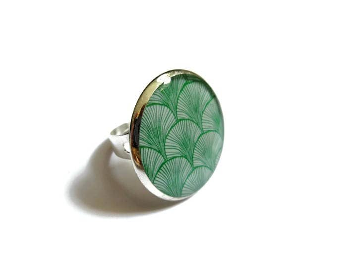 Bague Motif Abstrait Vert