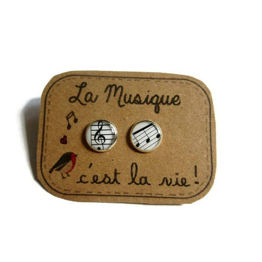 Music Stud Earrings / "La Musique c'est la Vie! "