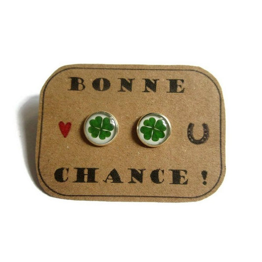 Shamrock Stud Earrings / Bonne Chance!