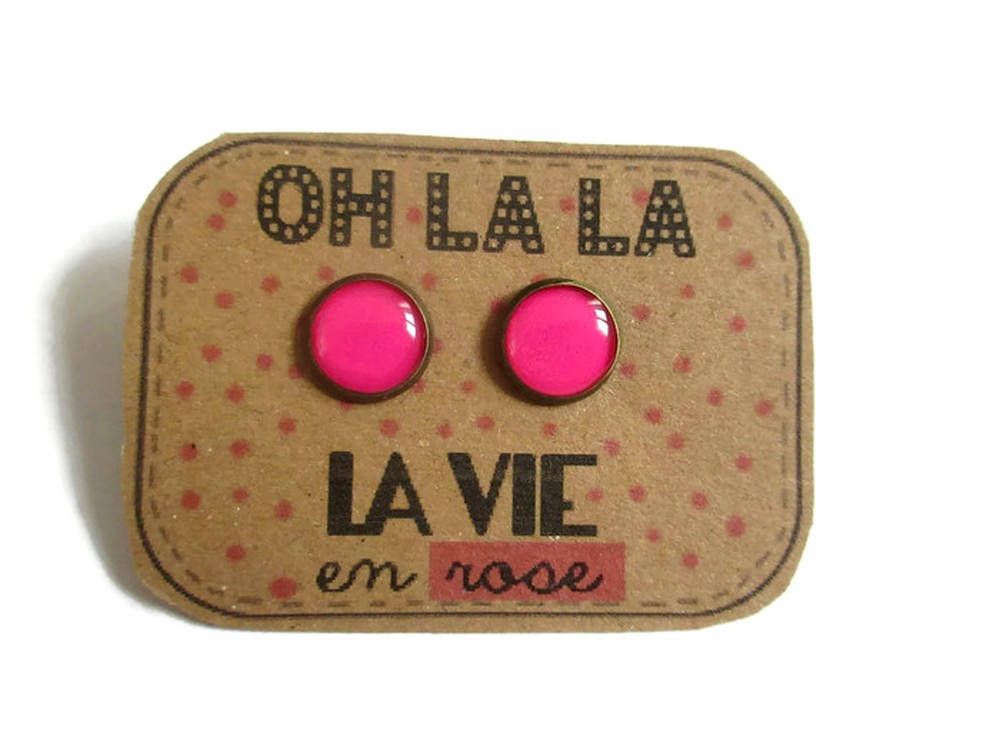 Pink Stud Earrings / "Oh la la, la vie en rose"