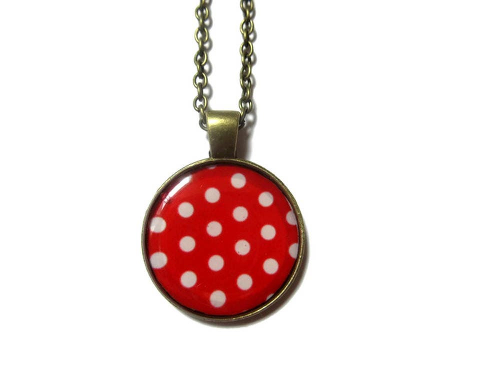 Red and white polka dot necklace
