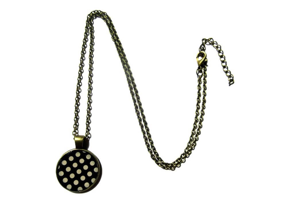 Black and white polka dot necklace