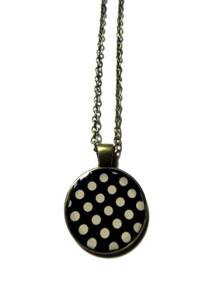 Black and white polka dot necklace