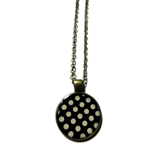 Black and white polka dot necklace