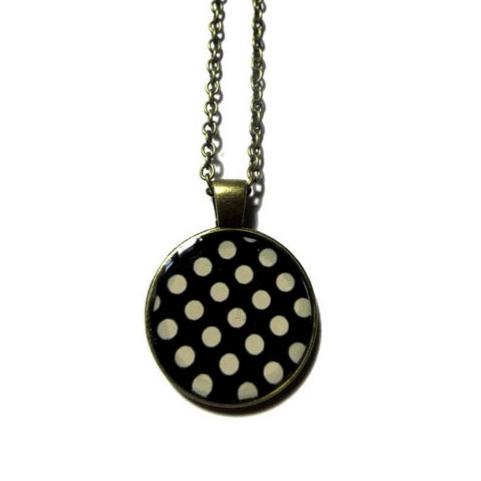 Collier pois noirs et blancs