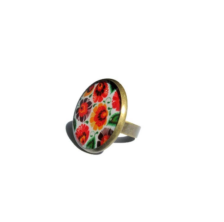 Bague Fleurie Rouge et Orange