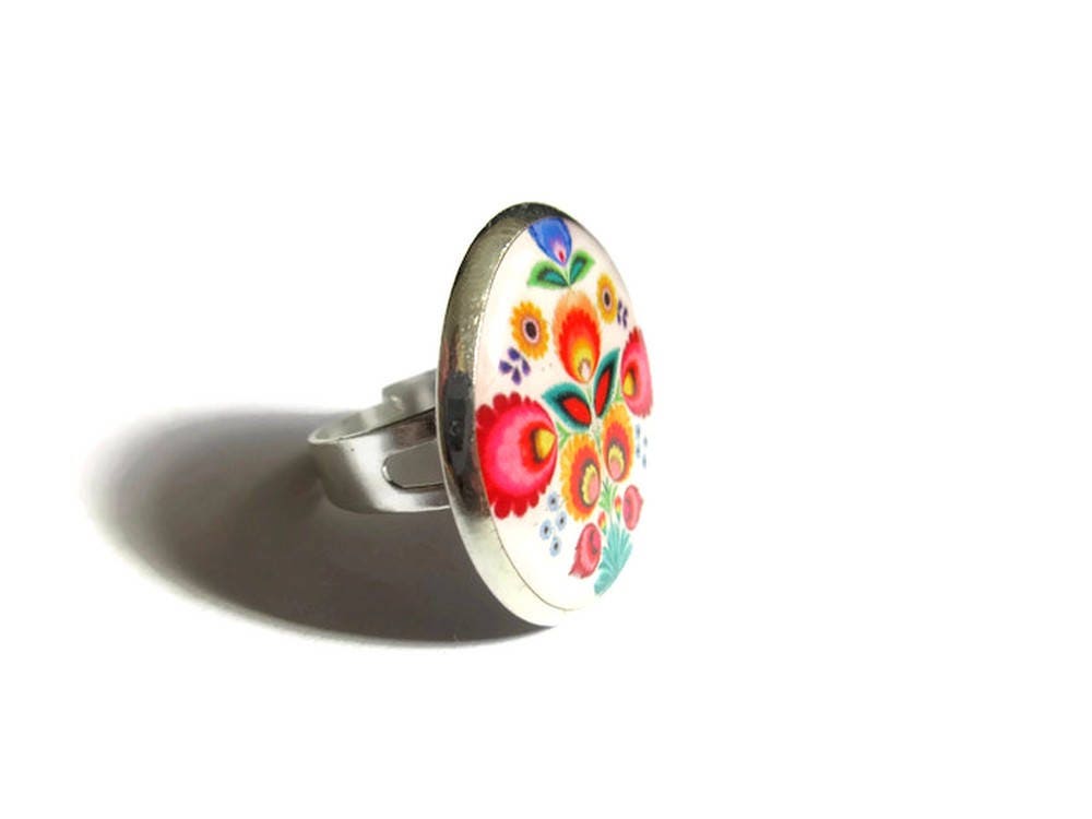 Bague Motif Folk Blanc