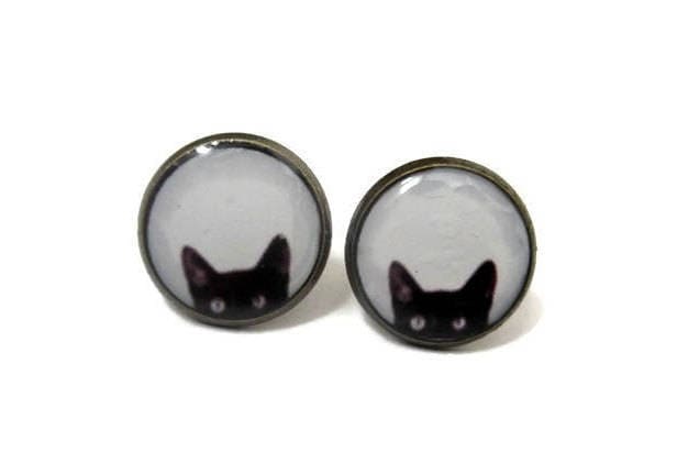 Cat Stud Earrings / World's Best Cat Mom