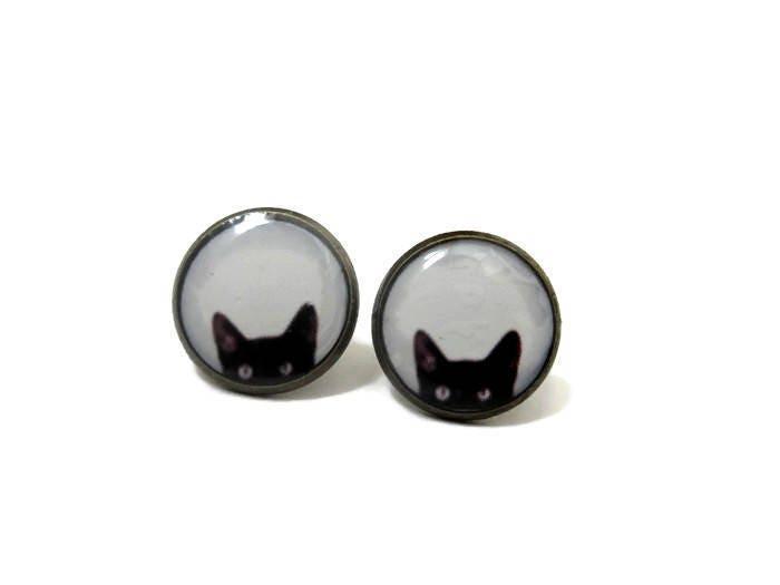 Cat Stud Earrings / World's Best Cat Mom