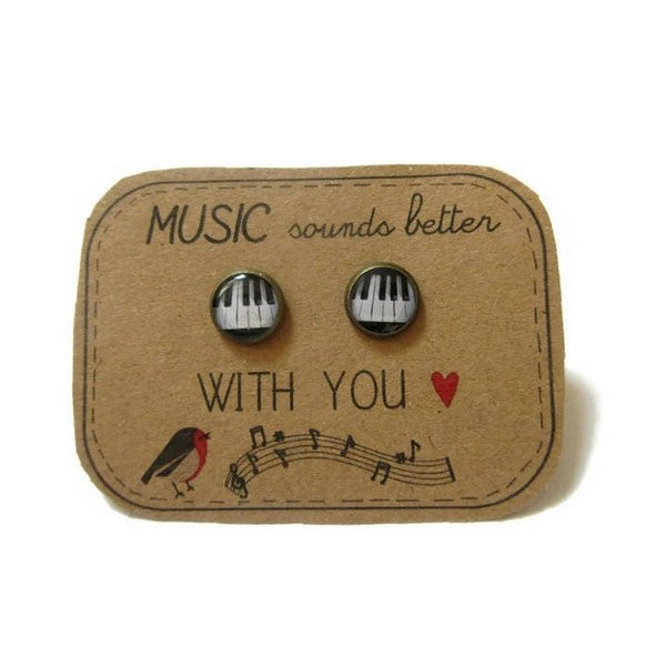 Piano Stud Earrings / "Music sounds better with You "