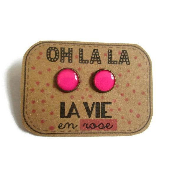 Pink Stud Earrings / "Oh la la, la vie en rose"