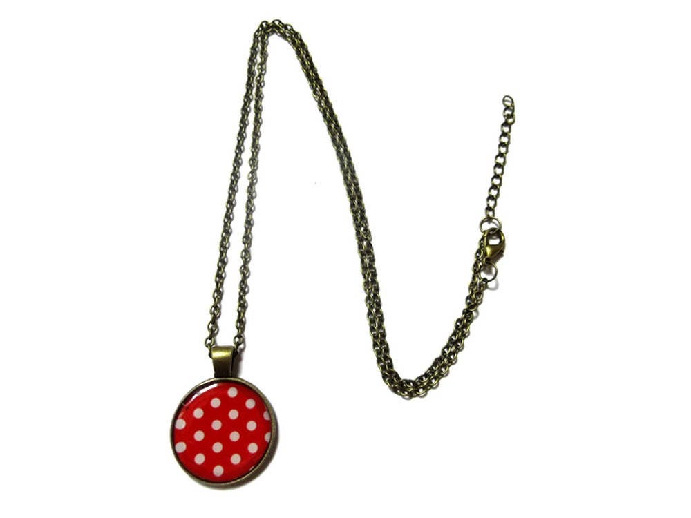 Red and white polka dot necklace