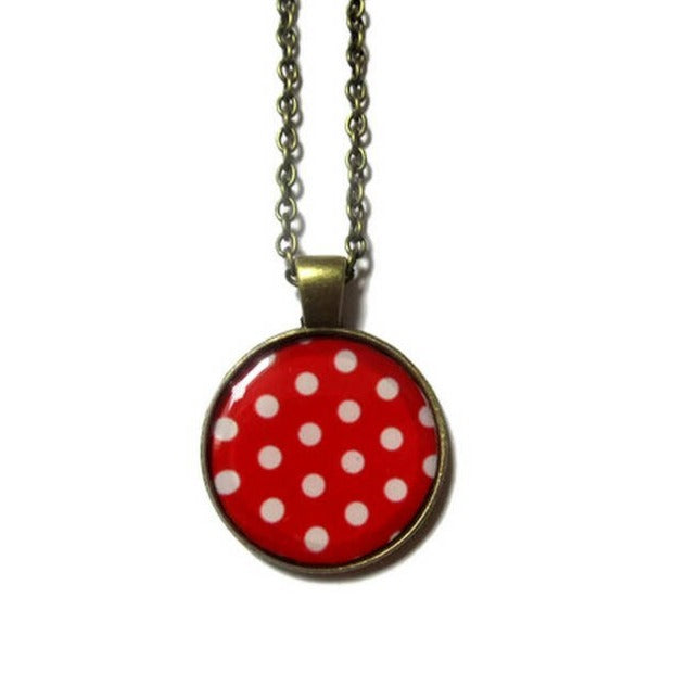 Red and white polka dot necklace