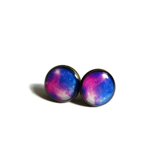 Purple Galaxy Stud Earrings