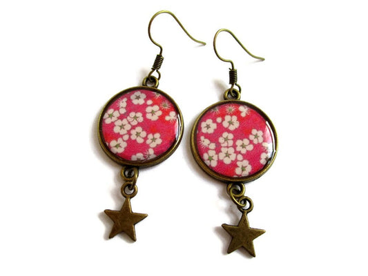 Pink Cherry Blossom earrings and little star