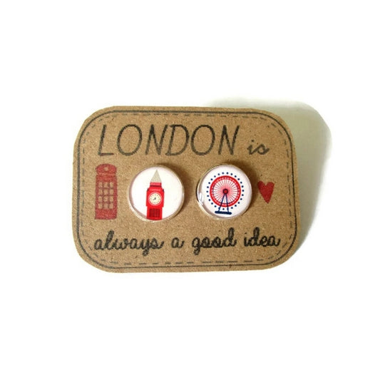 Puces d'Oreilles Londres Big Ben et Grande Roue