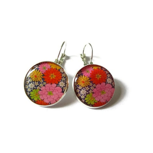 Blue and Colorful Flowers earrings