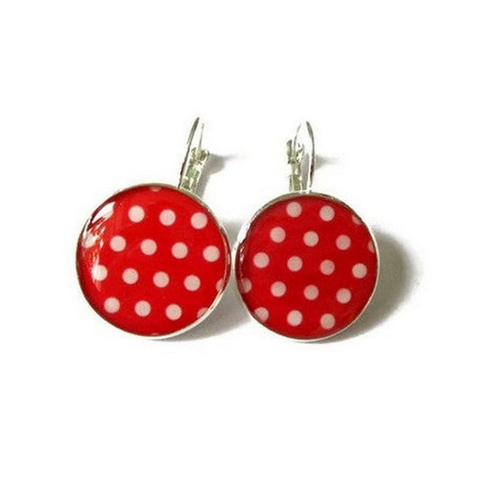 Red and white polka dot earrings 