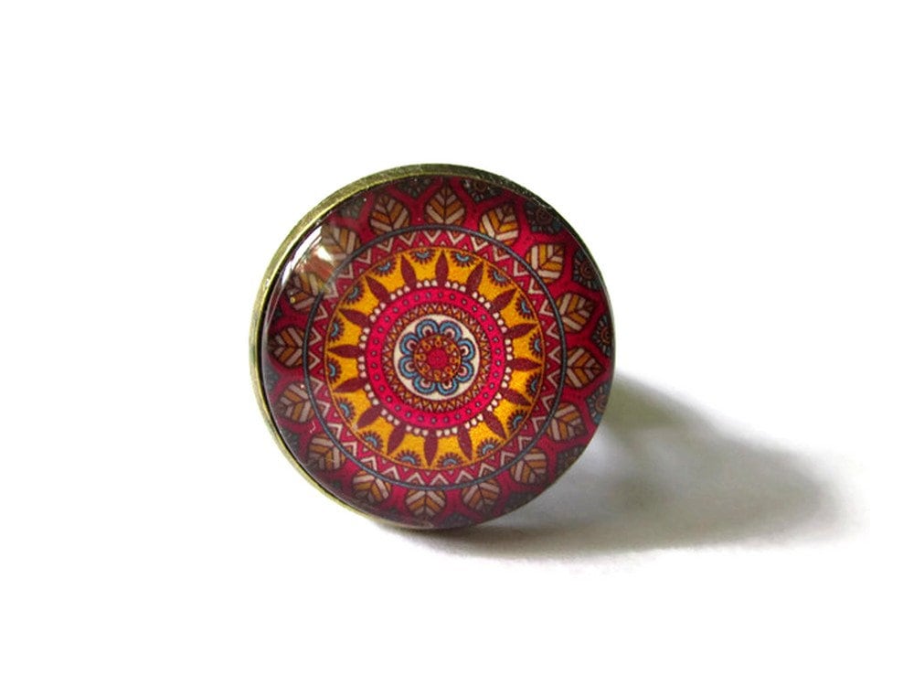 Red Mandala Ring