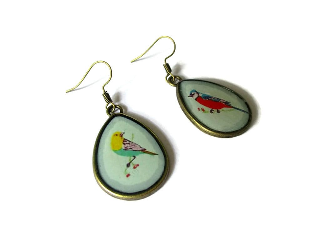 Boucles d'Oreilles Gouttes Oiseaux