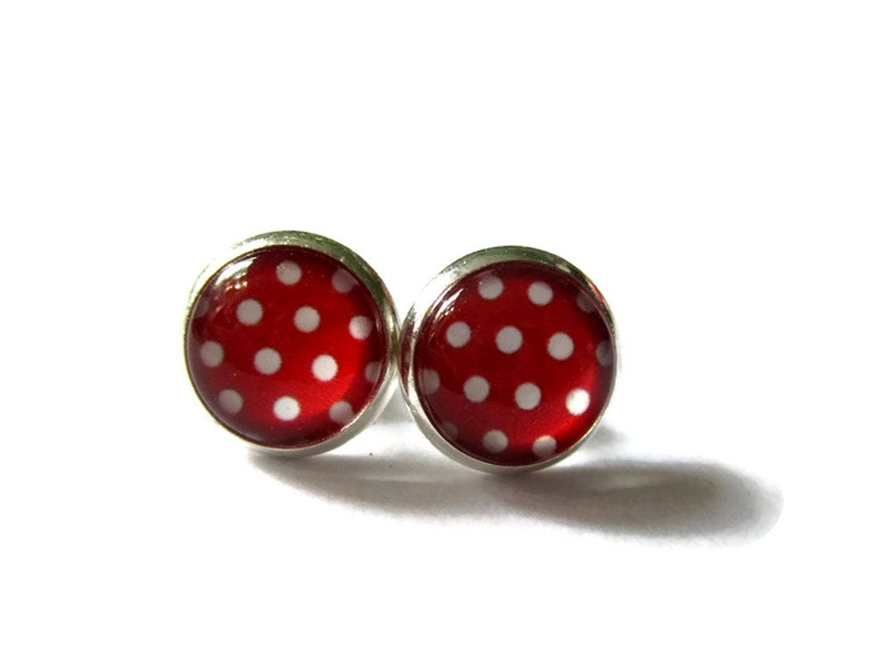 Puces d'Oreilles Pois Rouges et Blancs