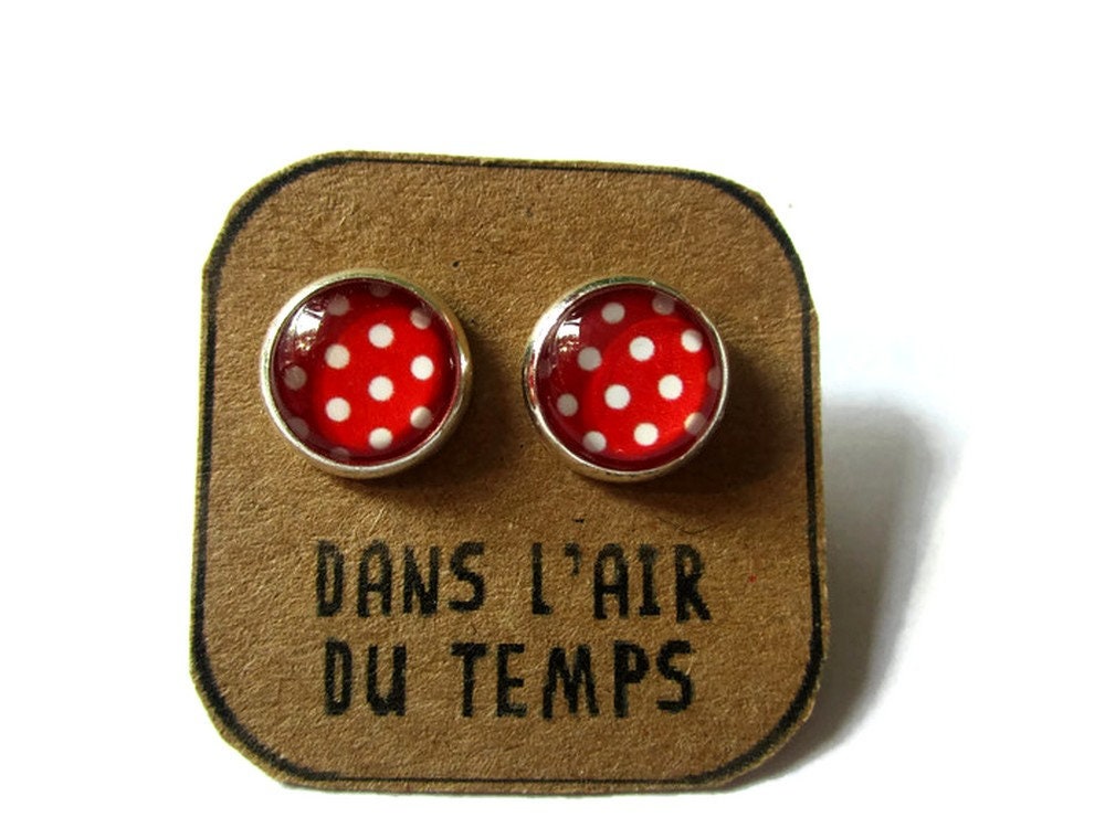 Puces d'Oreilles Pois Rouges et Blancs