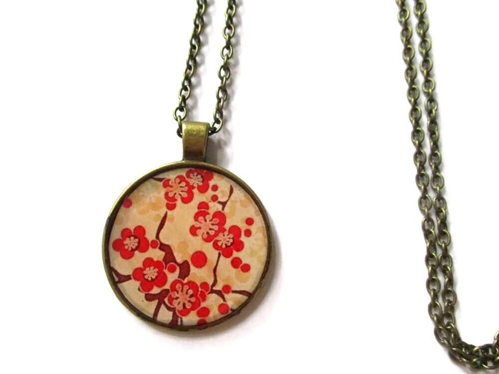 Red Cherry Blossom Necklace