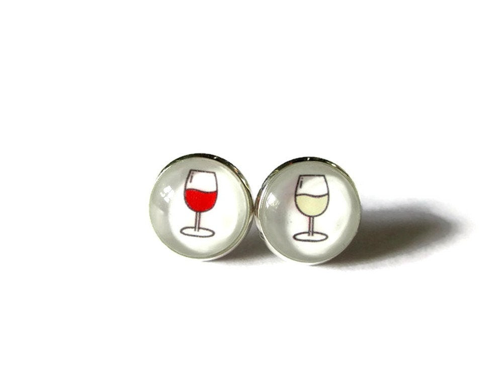 Red And White Stud Earrings