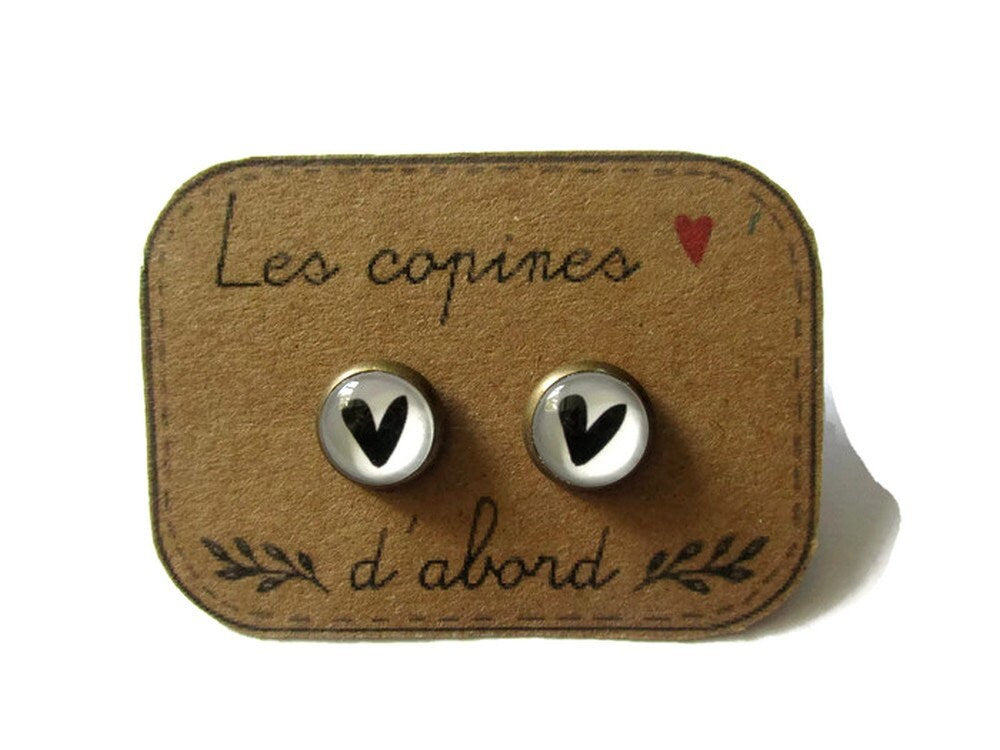 Black Heart Stud Earrings / Les Copines D'Abords