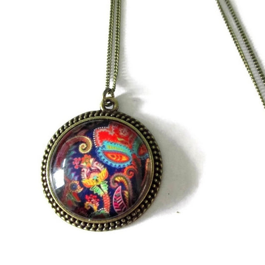 Collier Motif Paisley Bleu foncé