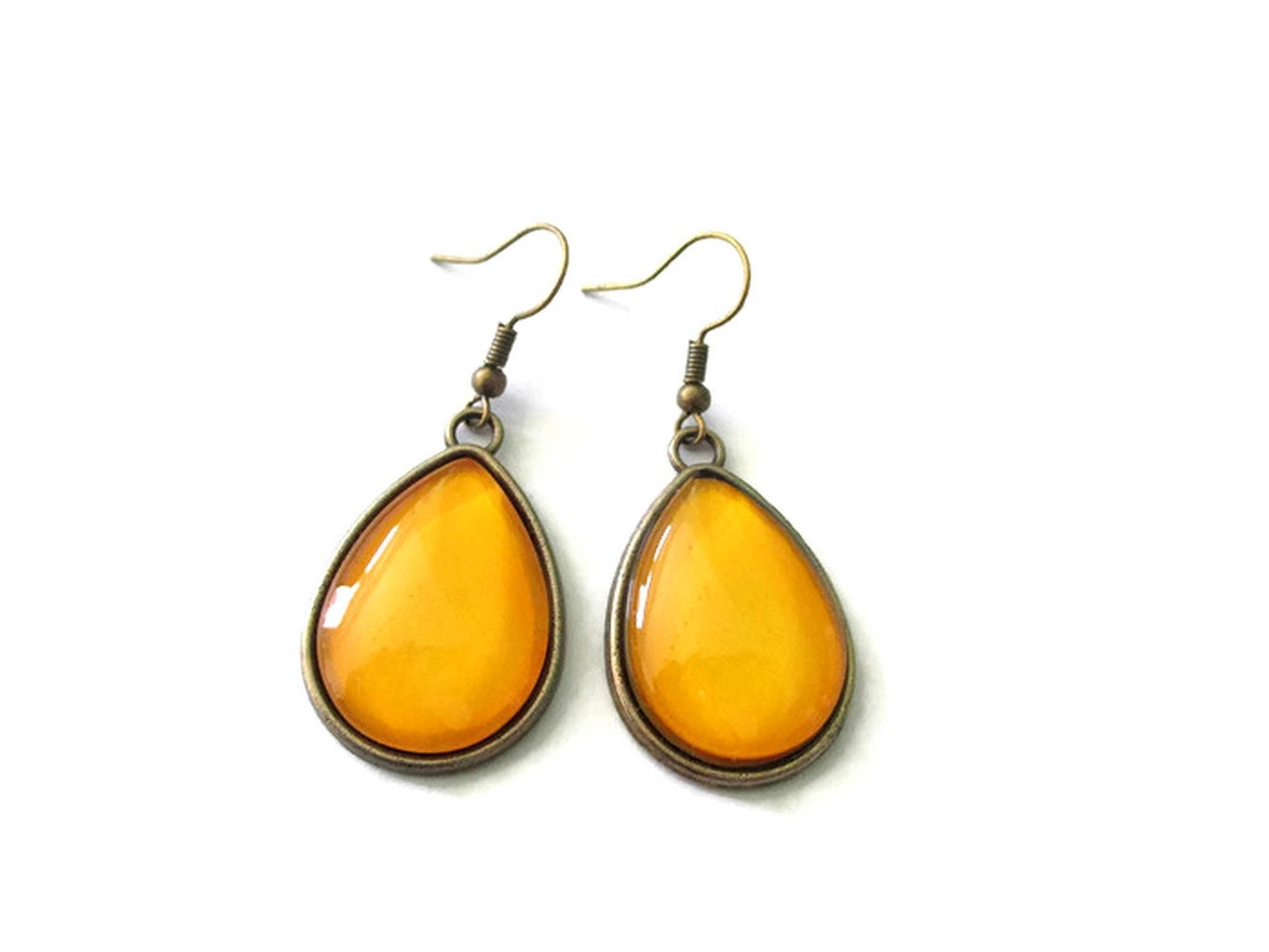 Boucles d'Oreilles Gouttes Jaunes