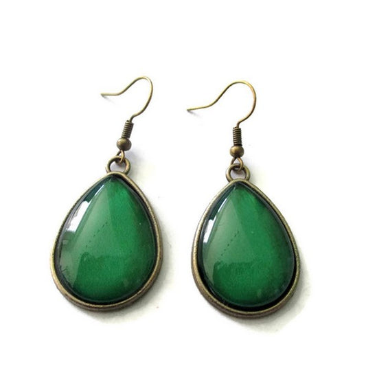 Green teardrop earrings