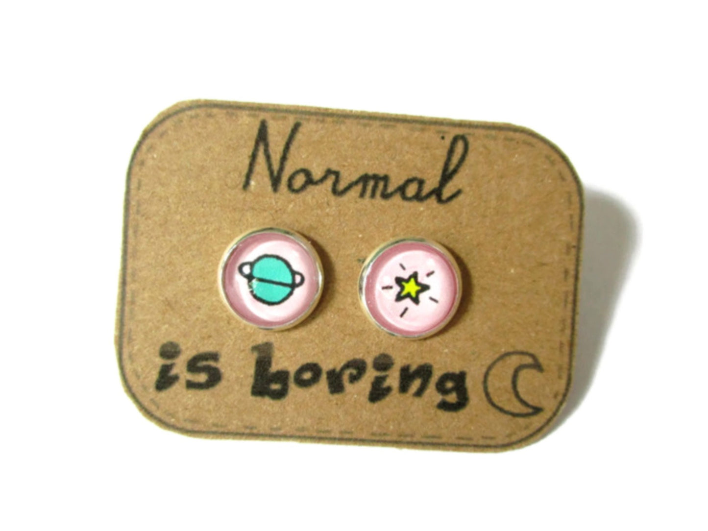 Saturn and Planet Stud Earrings / Normal Is Boring!