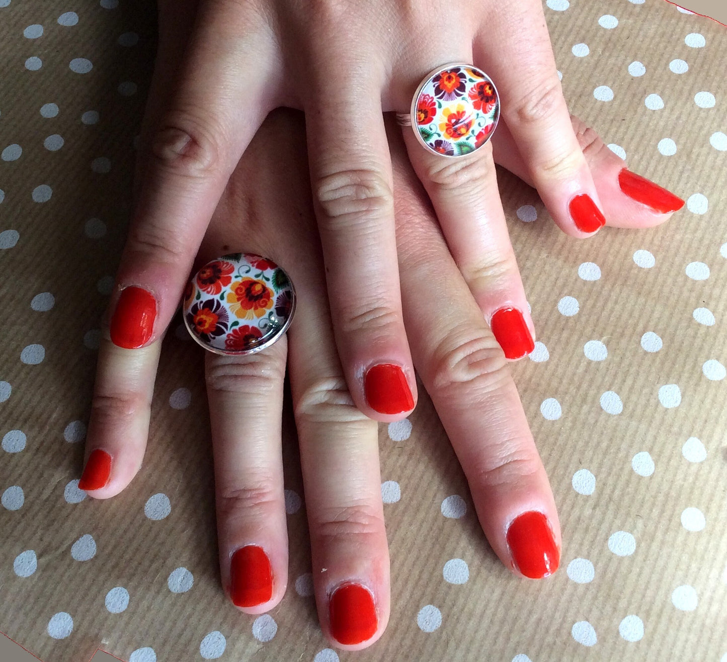 Red and Orange Flowers Ring