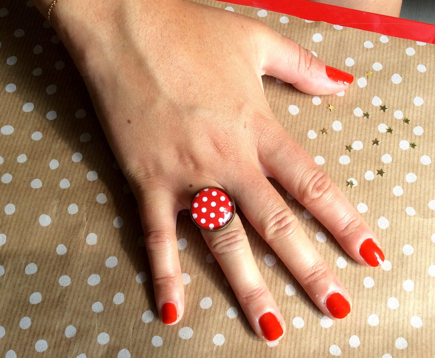 Red Polka Dot Ring ♥