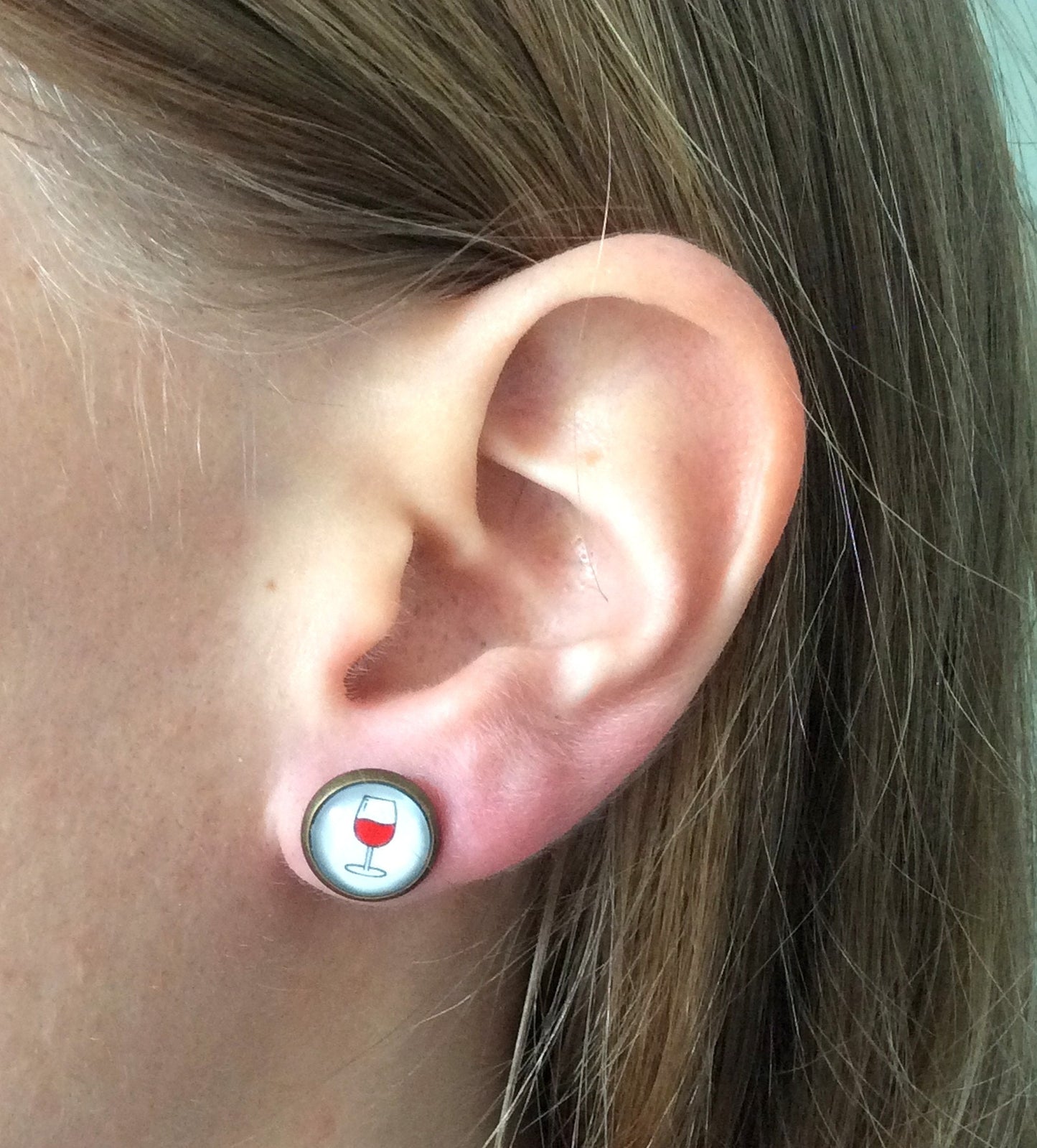 Red And White Stud Earrings