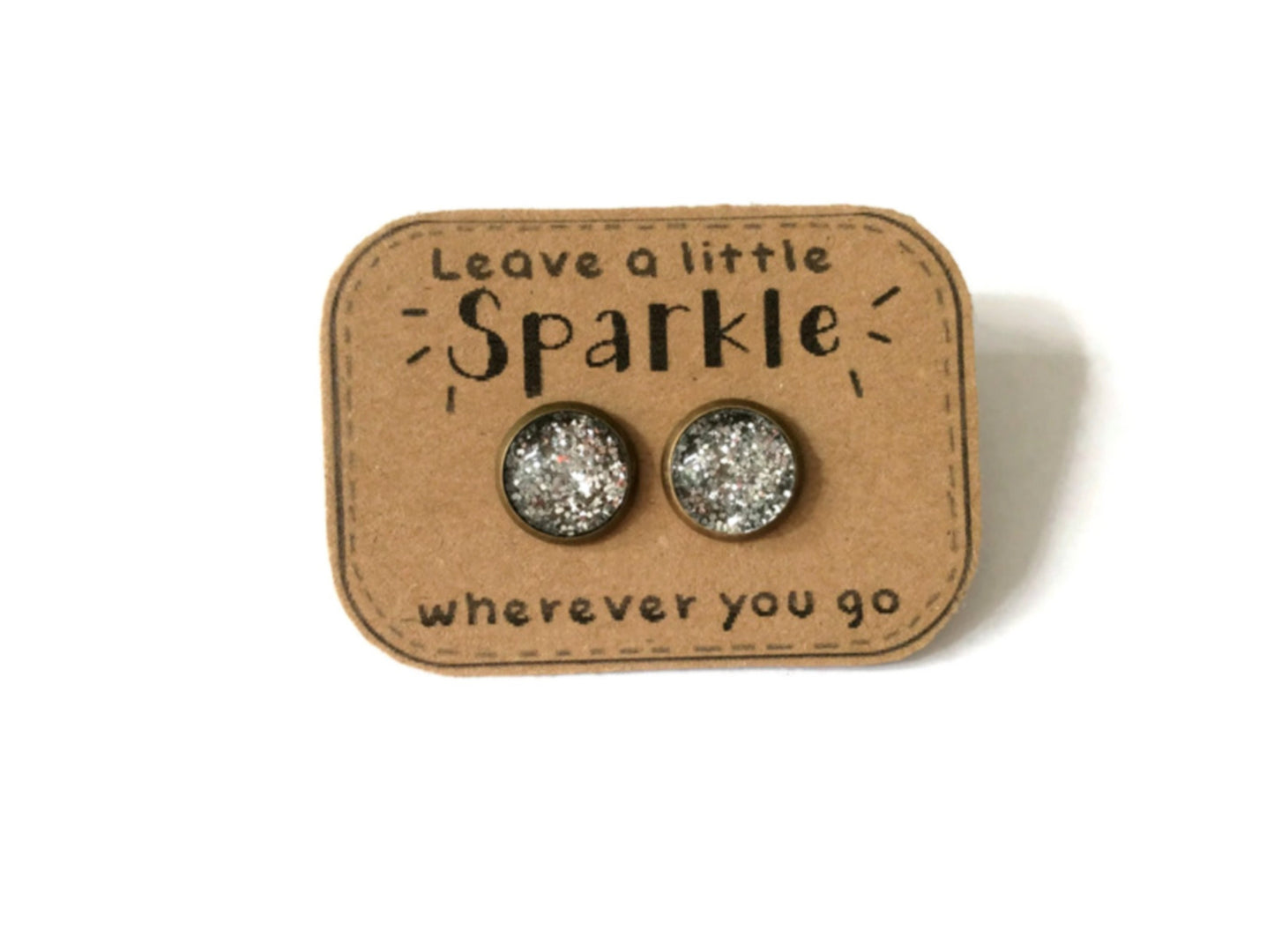 Silver Glitter Stud Earrings/ "Leave a little SPARKLE wherever you go"