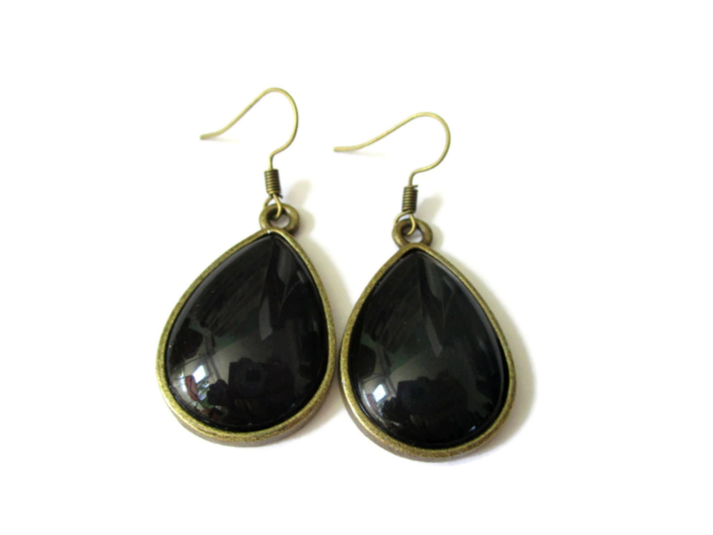 Boucles d'Oreilles Gouttes Noires