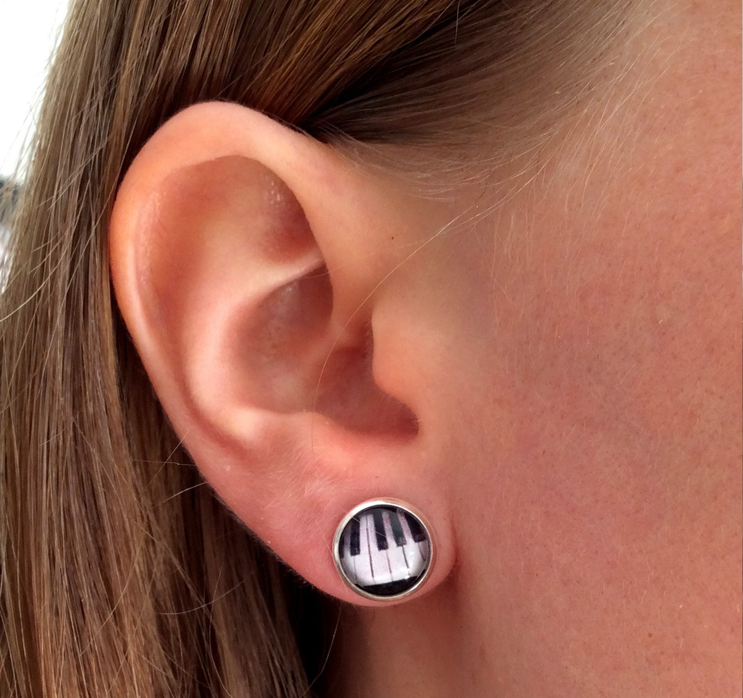 Piano Stud Earrings / "Music sounds better with You "