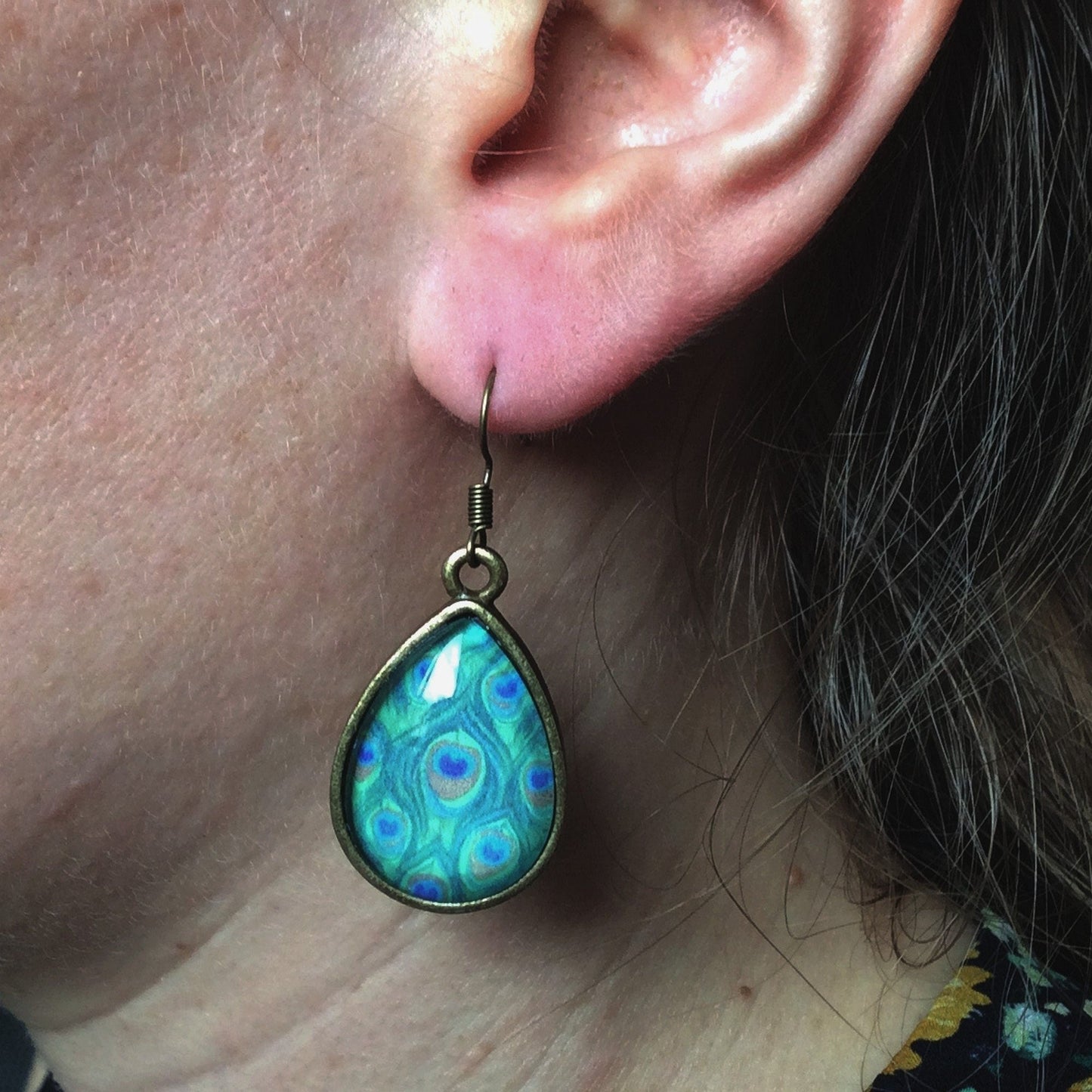 Peacock teardrop earrings