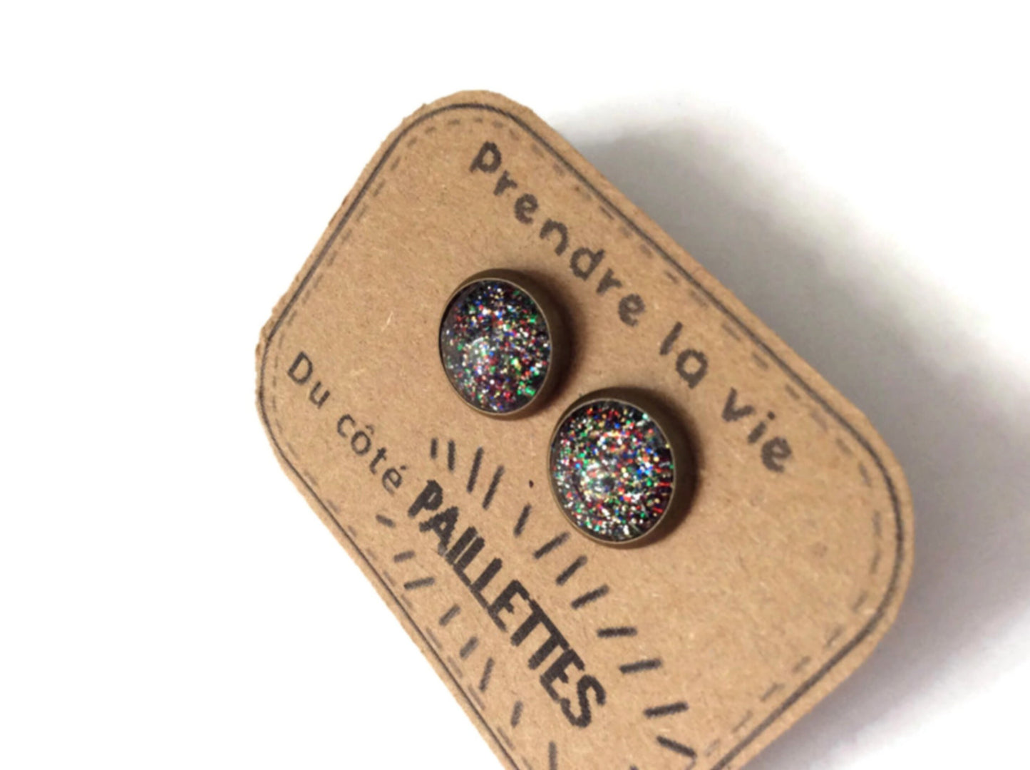 Puces d'Oreilles Prendre la Vie du côté Paillettes Multicolores