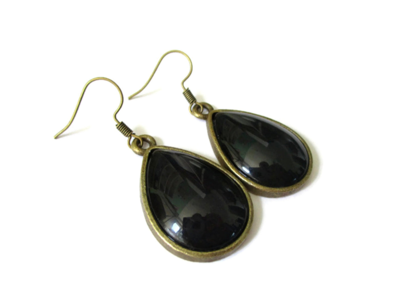 Boucles d'Oreilles Gouttes Noires